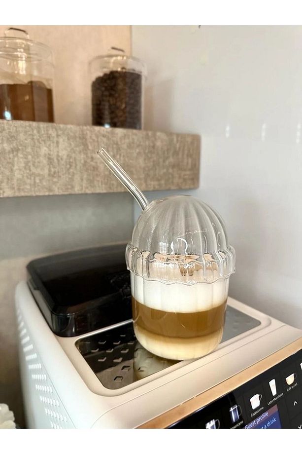 2 Adet Kapaklı Pipetli Pinterest Bardak | Soğuk Kahve Ve Sunum Bardağı | 430 ml - 4