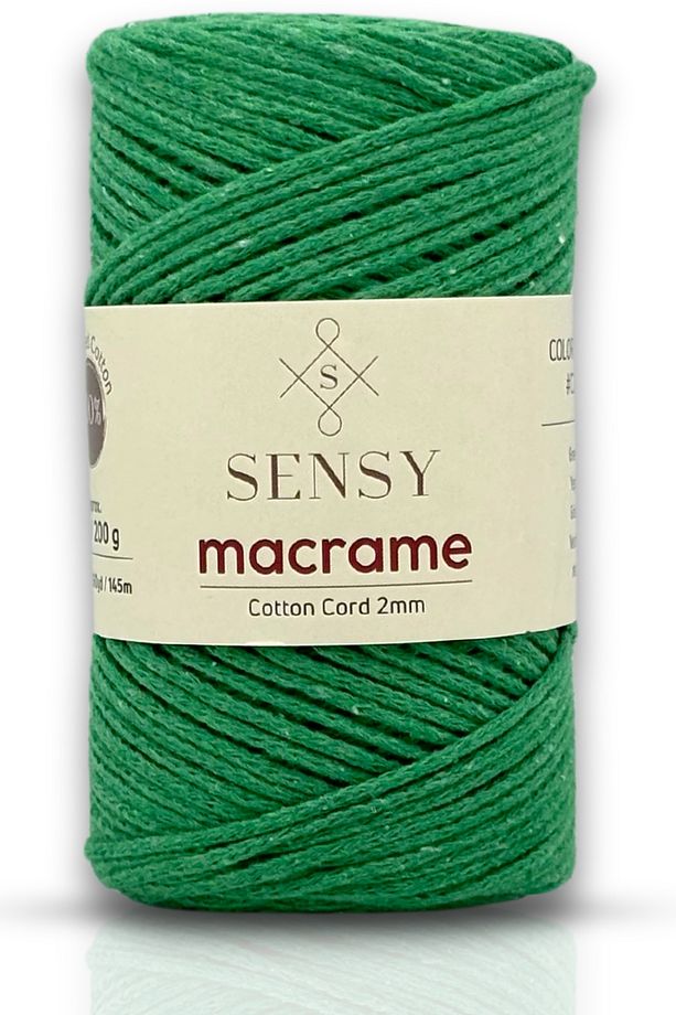 Premium Koton Pamuk Makrome İpi Yeşil 2mm Cotton Zincir Makrome Çanta İpi Supla İpi Koton İp - 1