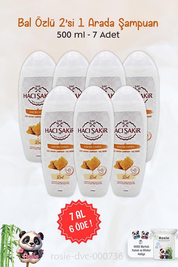 7 AL 6 ÖDE Hacı Şakir Bal 2si 1 Arada Şampuan Hacim Veren 500 ml ve ROSIE - 1