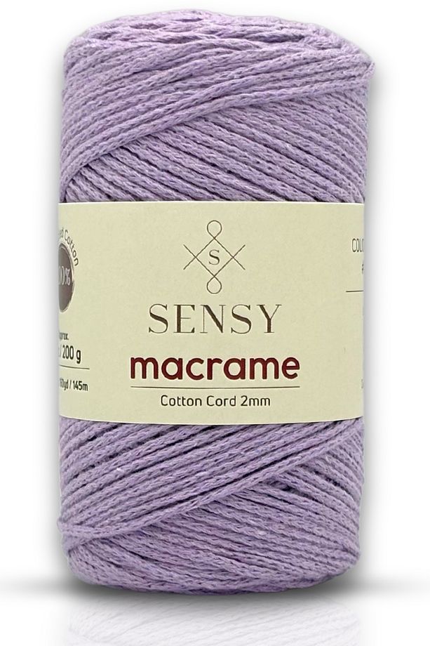 Premium Koton Pamuk Makrome İpi 2mm Cotton Zincir Makrome Çanta İpi Supla İpi Koton İp Lila - 1