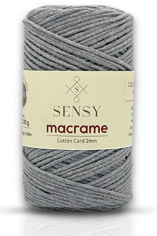 Premium Koton Pamuk Makrome İpi 2mm Cotton Zincir Makrome Çanta İpi Supla İpi Koton İp Açık Gri - 1