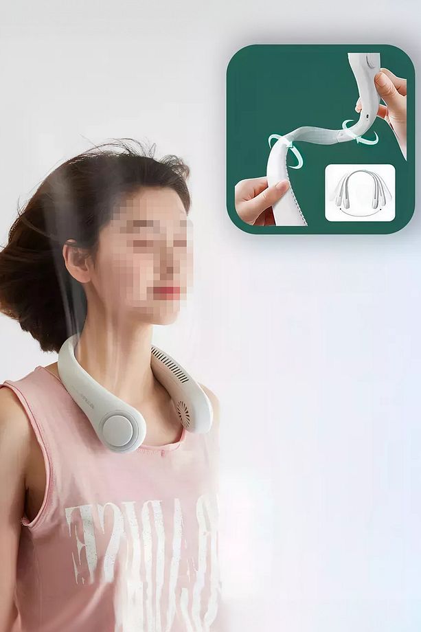Boyuna Asılır Taşınabilir Fan Her Ortamda Kullanılabilir Şarjlı Soğutucu Fan USB Şarjlı Boyunluk Fan - 1