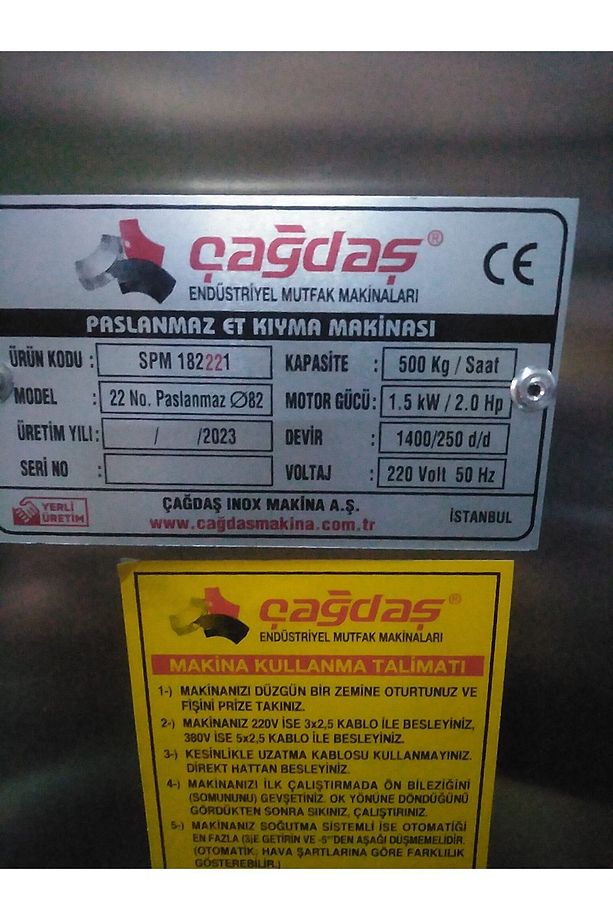 Çağdaş Endüstriyel 22 No 22 Lik Paslanmaz Et Kıyma Makinesi 220v - 2
