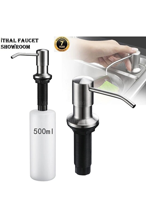 Built-In Liquid Soap Dispenser Matte Chrome Nickel Top Filling Feature Imported 7 Years Warranty 500ml