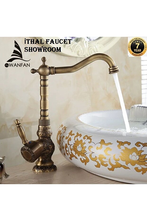 Bathroom Sink Faucet, Antique Bowl Sink Compatible, Long Model, New, 7-Year Warranty.