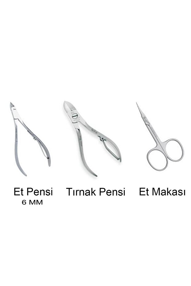 Solingen Artificial Nail & Manicure 3-Piece Metal Set - Nail Clippers, Cuticle Clippers 6mm, Cuticle Scissors