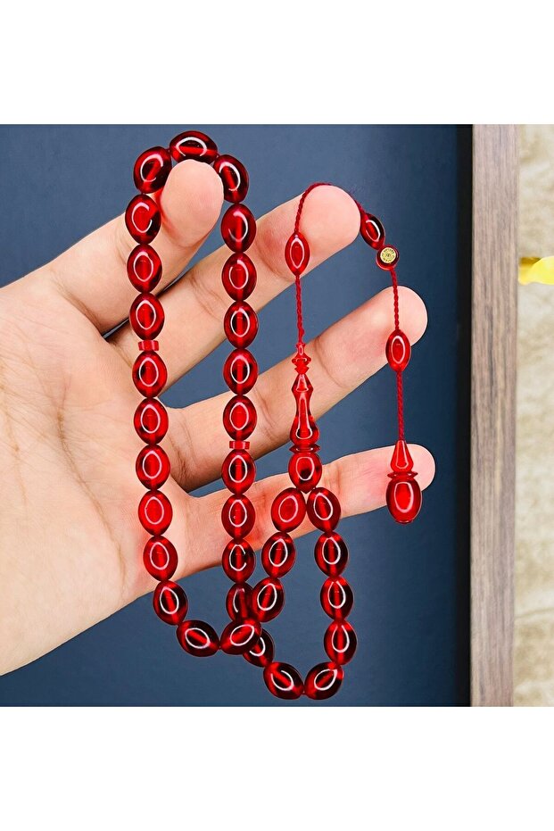 حبات الصلاة العنبر الأحمر الناري - لمسة عاطفية