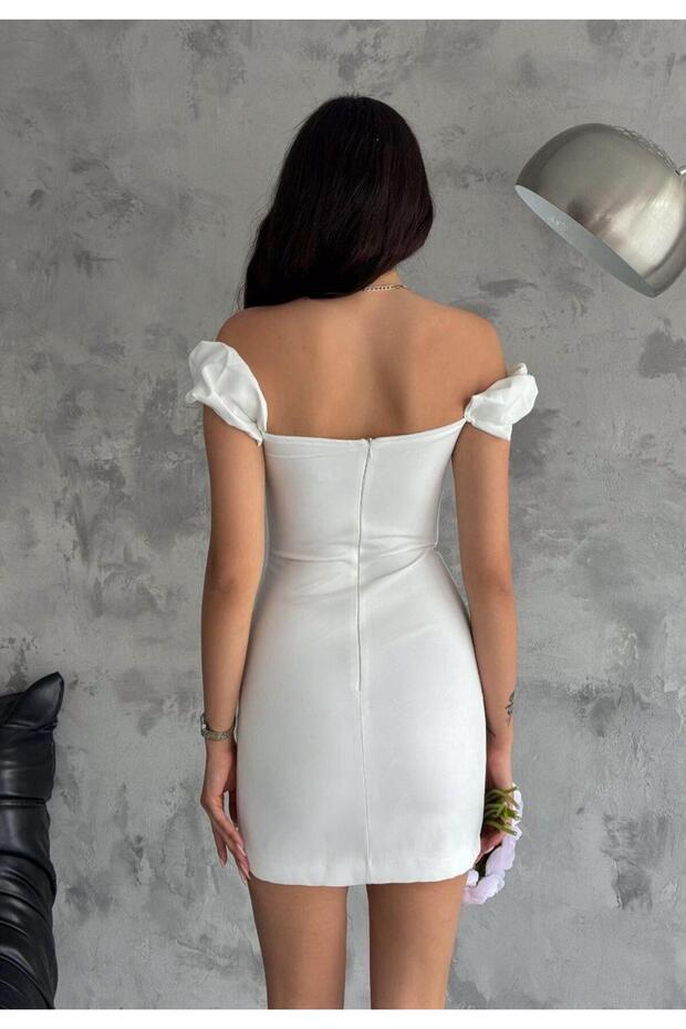 Yaka Detaylı Mini Elbise - 5