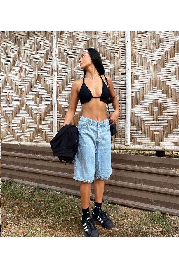 mavi şortolon y2k Baggy Şort - 2
