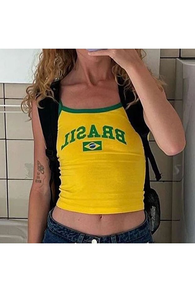 Brasil Yeşil Askılı Sarı Basic Body - 2