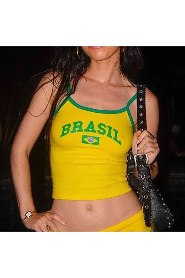 Brasil Yeşil Askılı Sarı Basic Body - 1