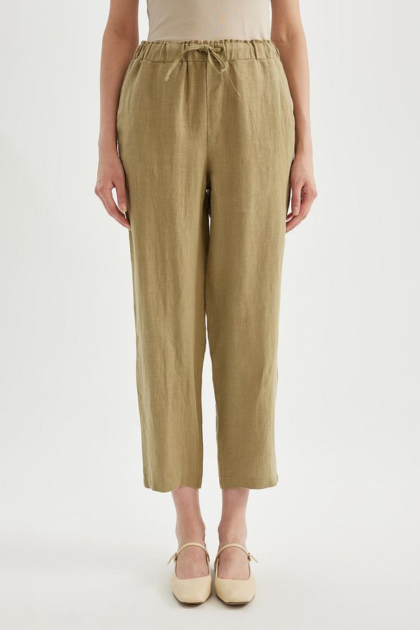 Jogger Keten Kumaş Pantolon Cepli Yüksek Bel Kısa Paça C7683ax24sm - 3