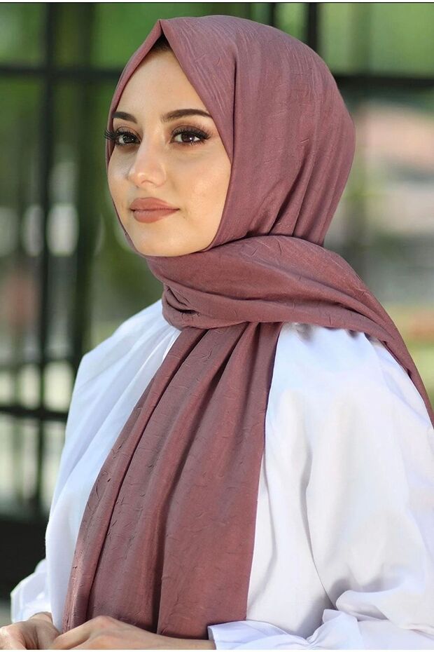 Bambu Kraş Şal Modeli-gül Kurusu - 3