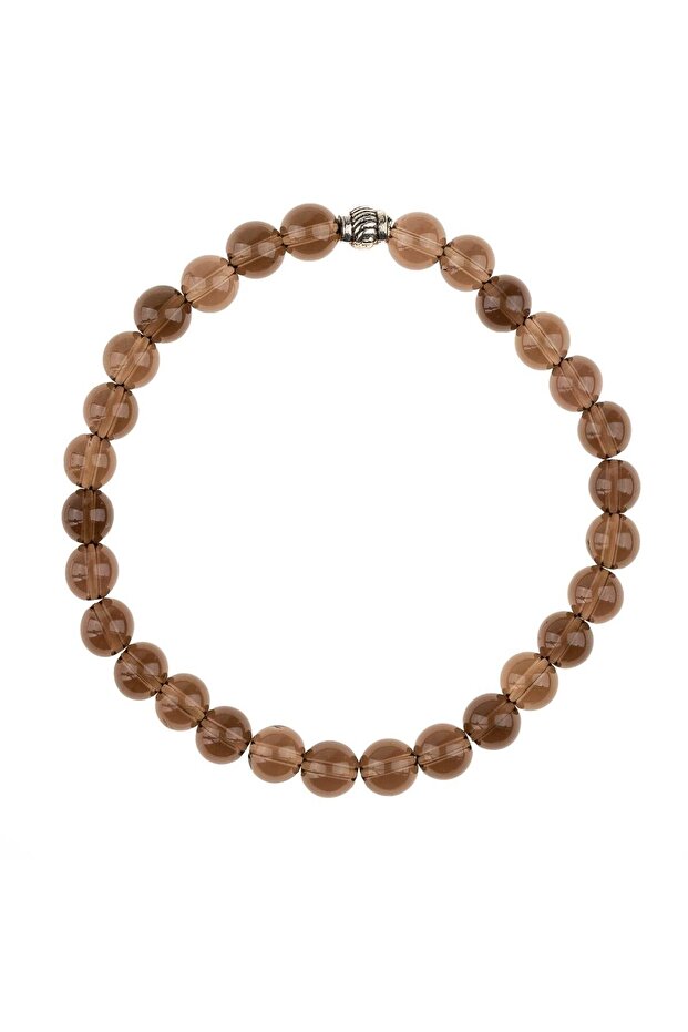 Smoky Quartz Natural Stone Bracelet (6mm Sphere Cut)