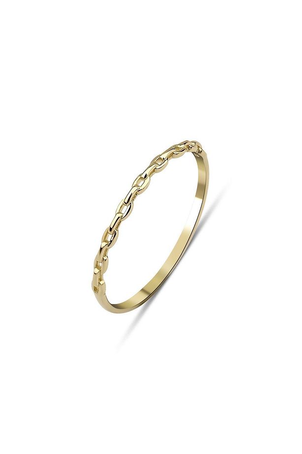 14 Ayar Altın Solid Skinny Chain Yüzük - 1