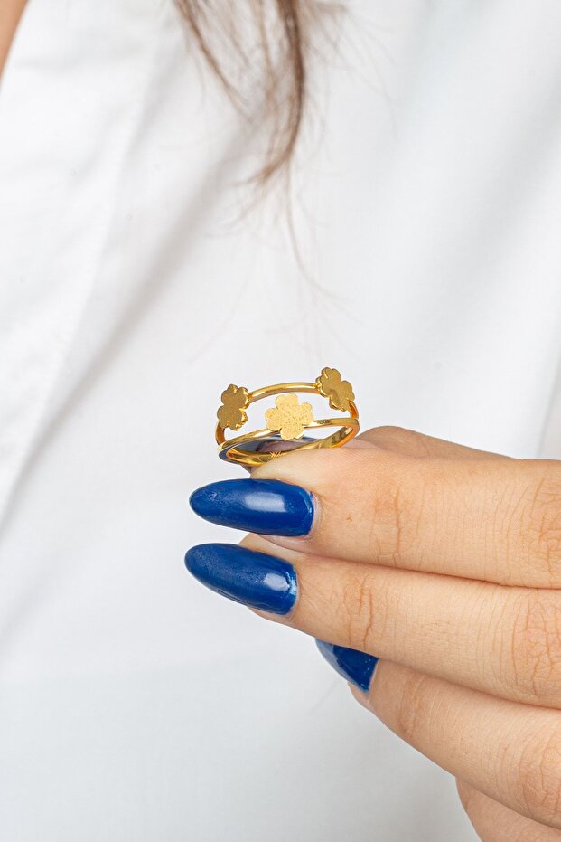 22 Ayar Altın Yonca Yüzük - 4