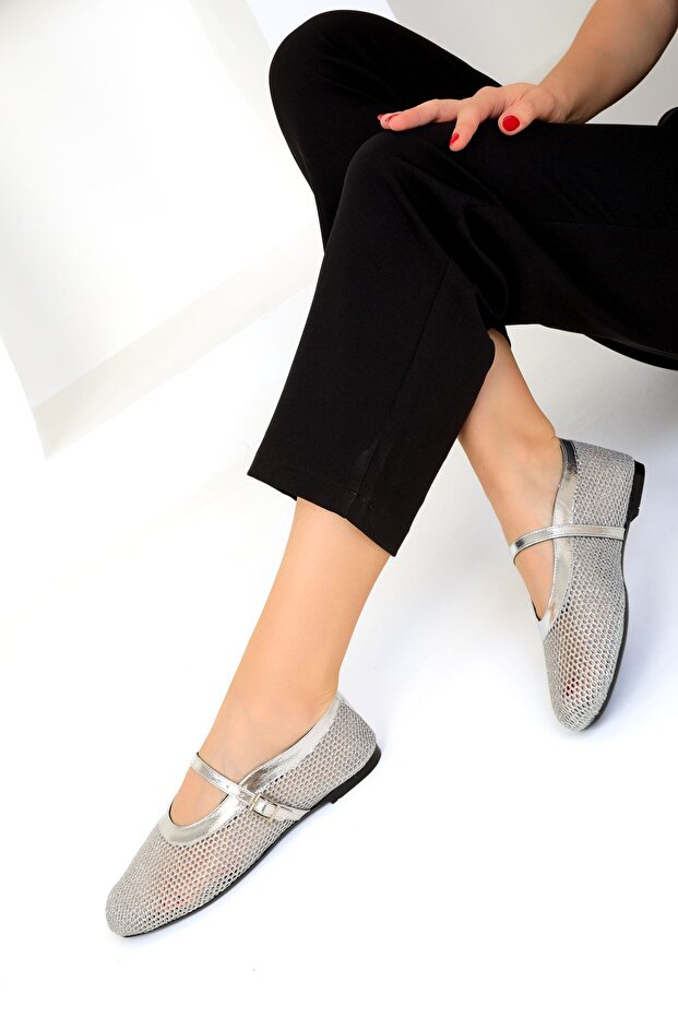 19288 Model Silver γυναικείες μπαλαρίνες - 2
