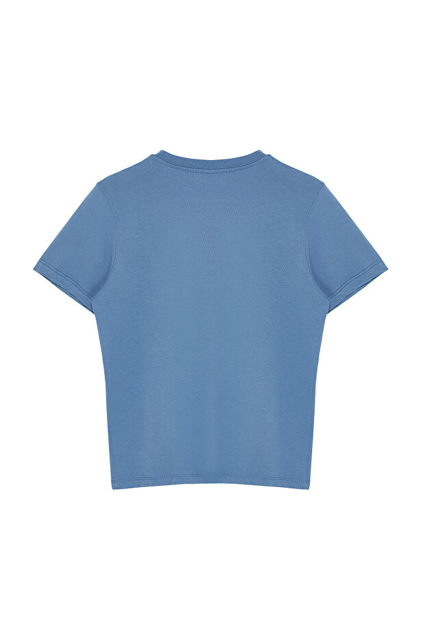 Indigo %100 Pamuk Basic Bisiklet Yaka Örme T-Shirt TWOSS23TS00000 - 7