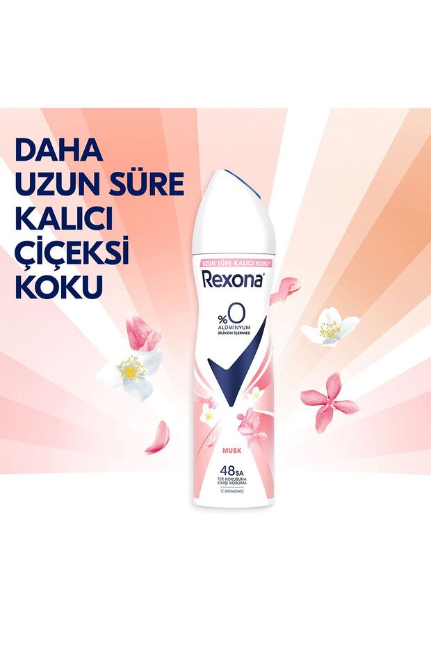 Kadın Sprey Deodorant Musk %0 Alüminyum 48 Saat Ter Kokusuna Karşı Koruma 150 ml X3 - 3