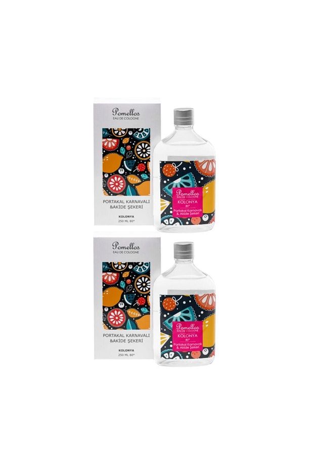 Kolonya Portakal Karnavalı & Akide Şekeri 2 Adet (2x250 Ml, 80 Derece. Cam Şişe) - 1