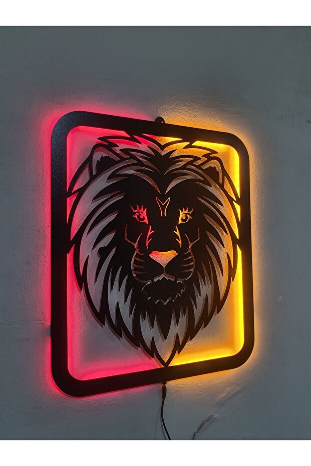 LEDLİ ASLAN DUVAR TABLOSU - 2
