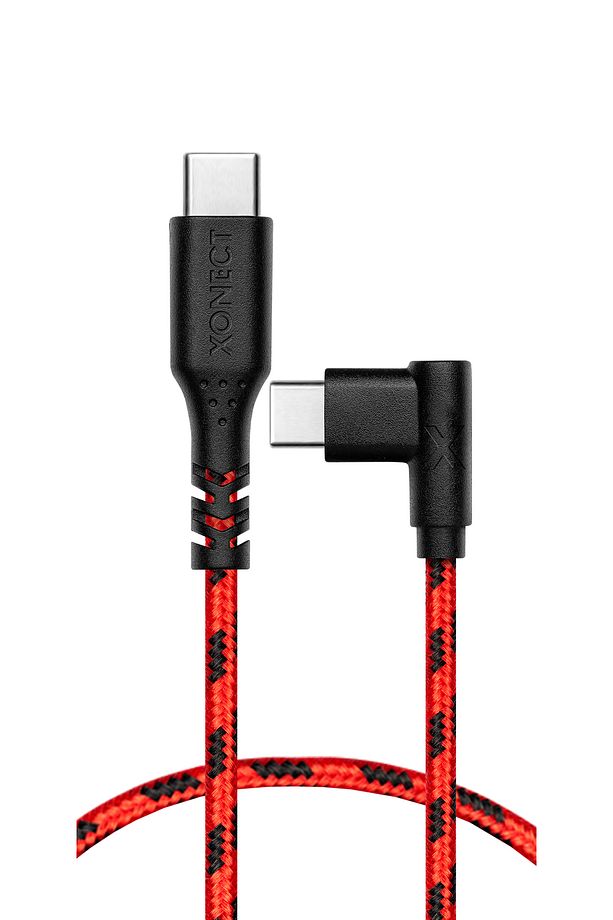 TypeC to TypeC iPhone ve Samsung için Hızlı Şarj ve Data Kablosu 40cm L Tipi Hasır (Kırmızı) - 4