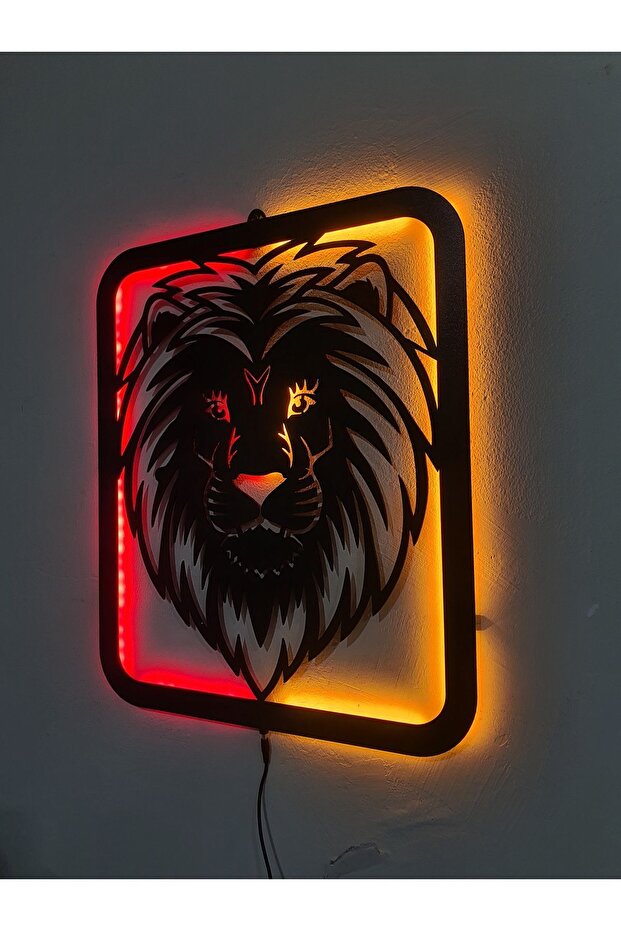 LEDLİ ASLAN DUVAR TABLOSU - 1