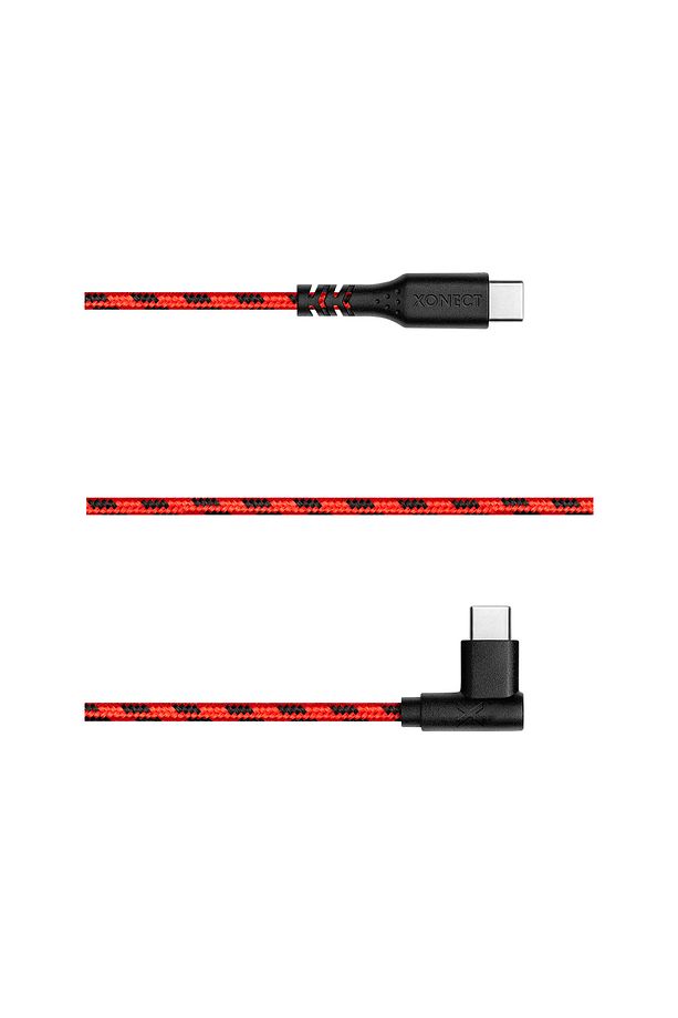 TypeC to TypeC iPhone ve Samsung için Hızlı Şarj ve Data Kablosu 40cm L Tipi Hasır (Kırmızı) - 2