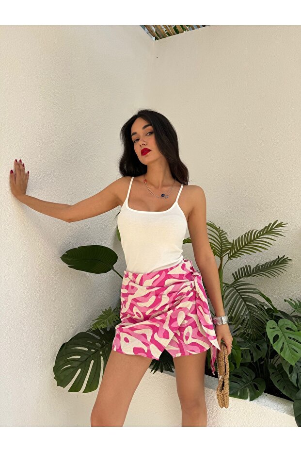 2-Piece Red Ecru Cotton Undershirt - Basic 27274 with Thin String Straps - 5