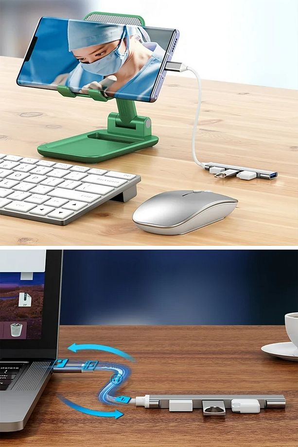 Type-c To Usb Hub 4 Port Çoklayıcı 4in1 Macbook Ile Uyumlu Çoğaltıcı Type C To Usb Converter Hub - 7