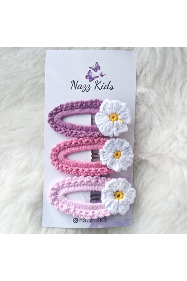 Handmade Knitted Baby Girl Snap Buckle Set of 3