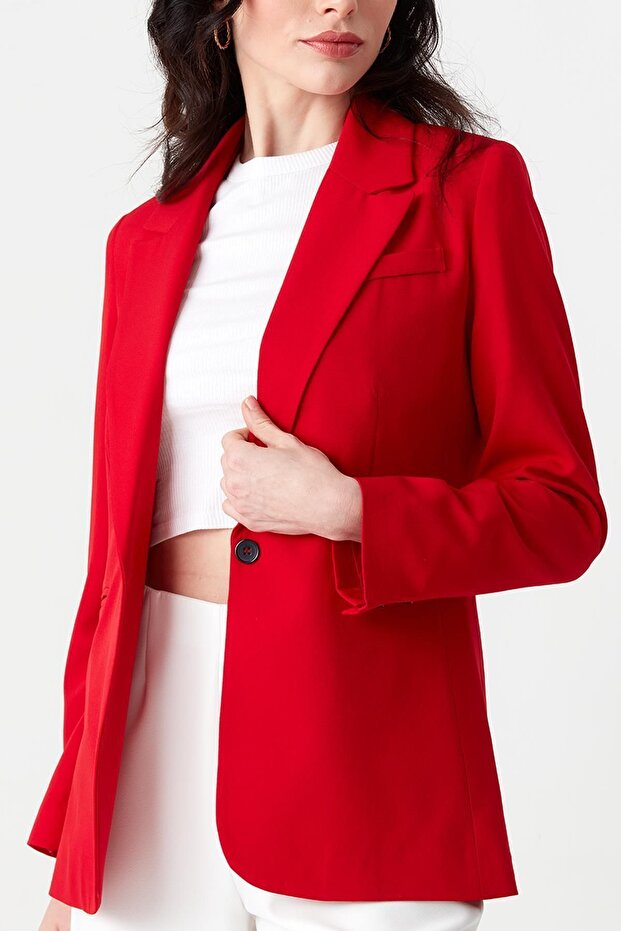 Kadın Kırmızı Blazer Ceket - 5