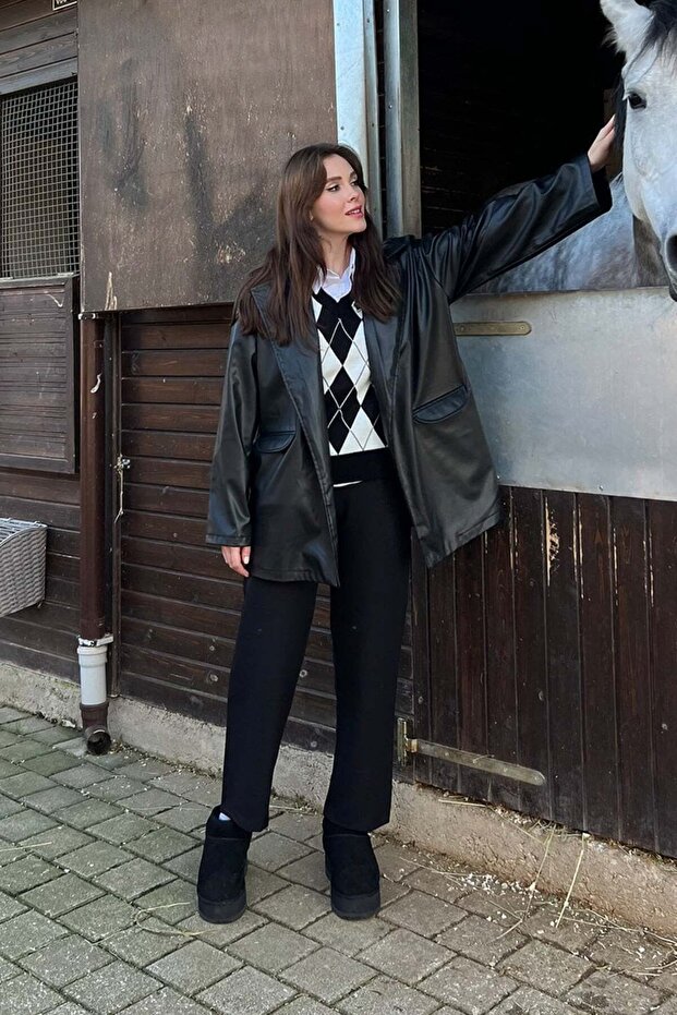 Siyah Deri Ceket - 5