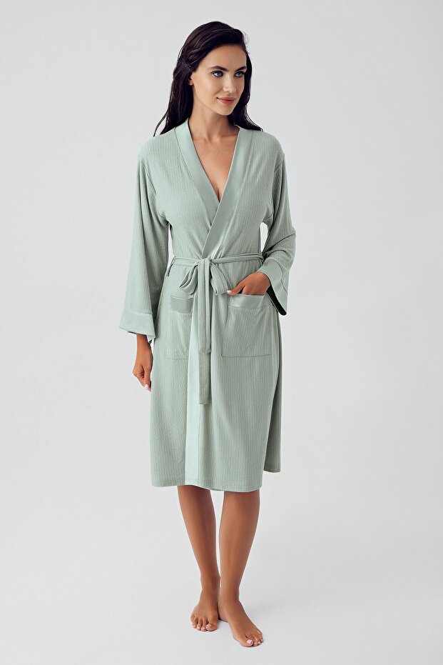 Women's Long Sleeve Stretchy Viscous Short Dressing Gown