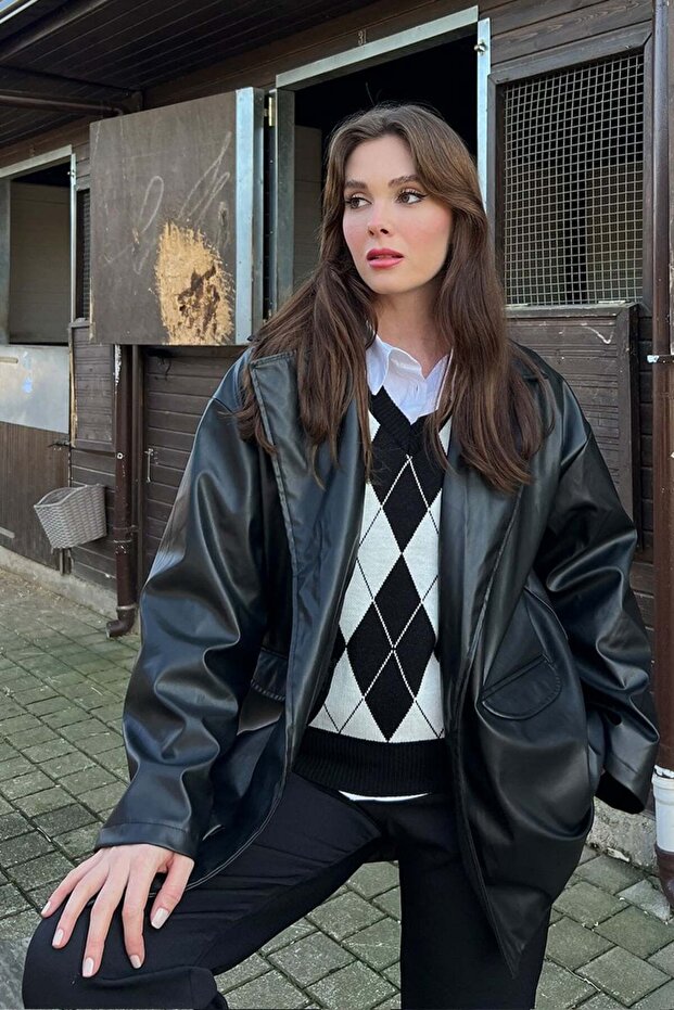 Siyah Deri Ceket - 3