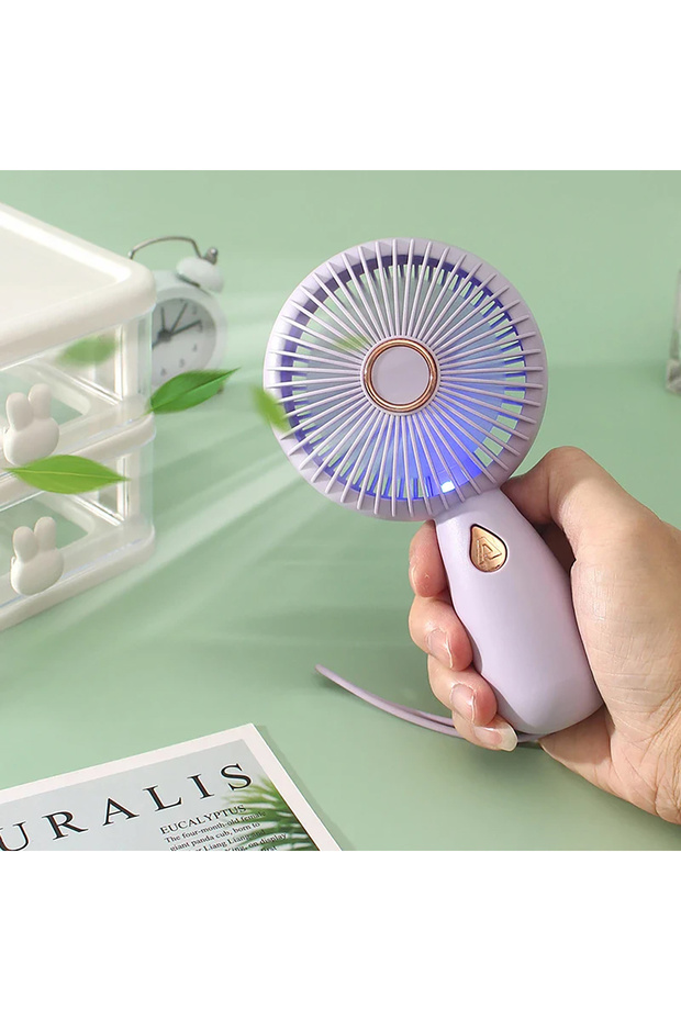 Mini Vantilatör Şarjlı Yüksek Fan Gücü Tutmalı Fan Mini Fan Vantilatör Işıklı Vantilatör - 5