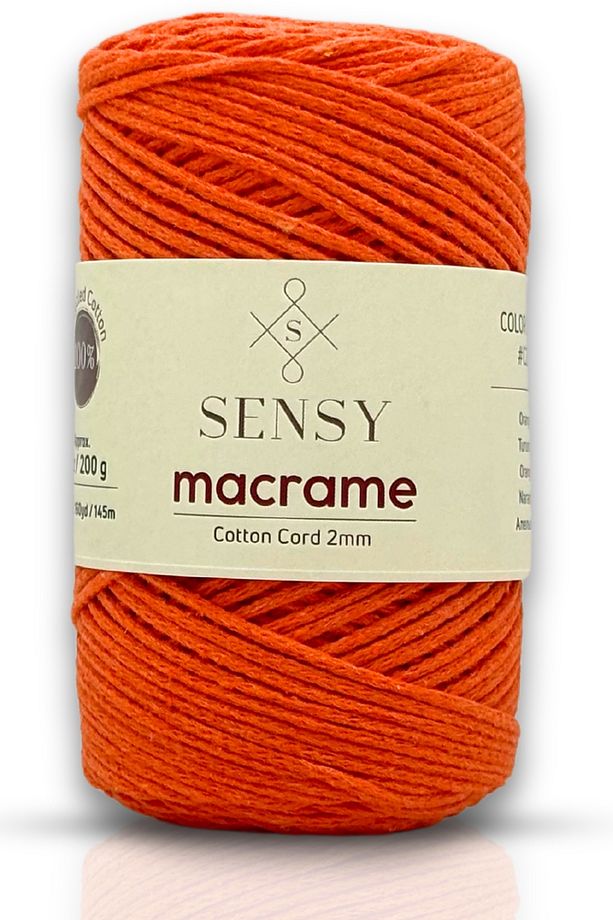 Premium Koton Pamuk Makrome İpi 2mm Cotton Zincir Makrome Çanta İpi Supla İpi Koton İp Turuncu - 1