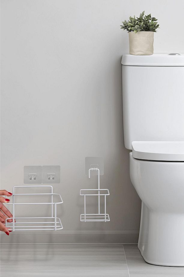Beyaz Eko Magic Askılı Kare Mina 2'li Wc Kova ve Fırça Seti - 3