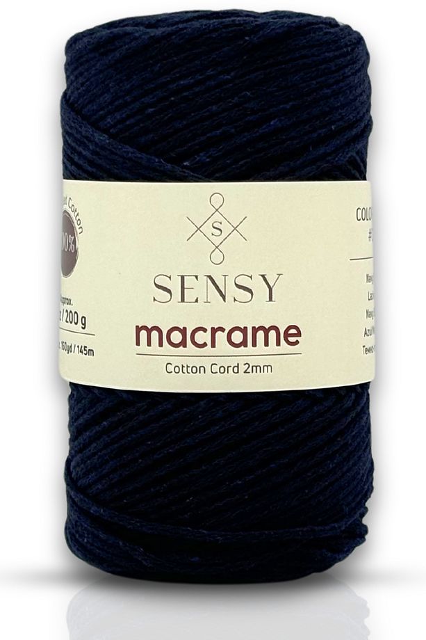 Premium Koton Pamuk Makrome İpi Lacivert 2mm Cotton Zincir Makrome Çanta İpi Supla İpi Koton İp - 1
