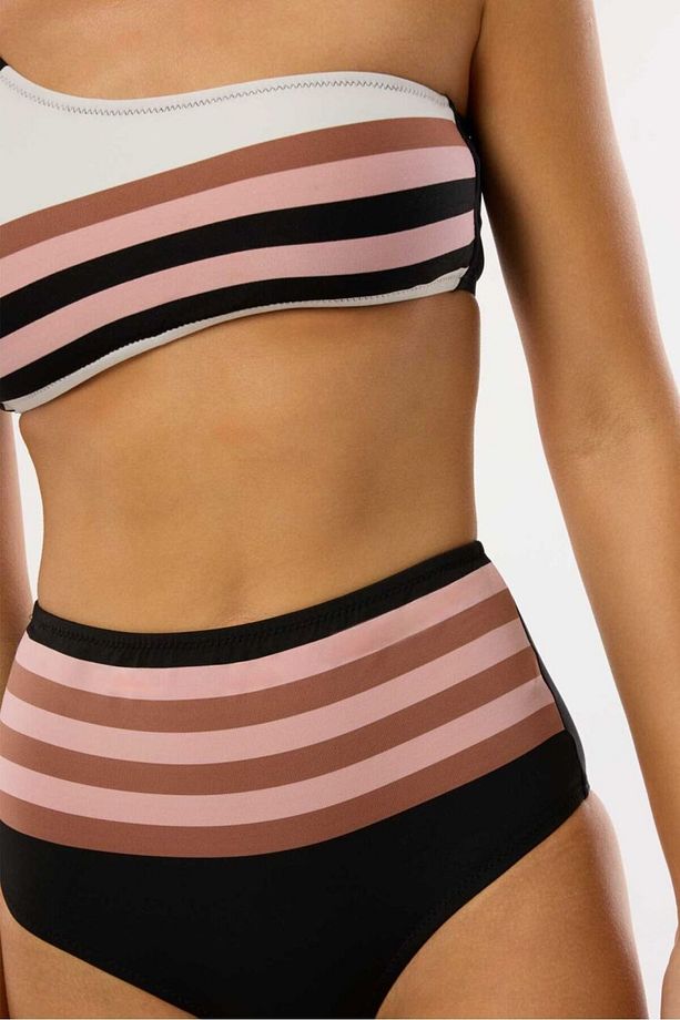 4648 Kahverengi Pembe Yüksek Bel Bikini Takımı - 2