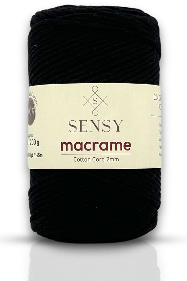 Premium Koton Pamuk Makrome İpi Siyah 2mm Cotton Zincir Makrome Çanta İpi Supla İpi Koton İp - 1