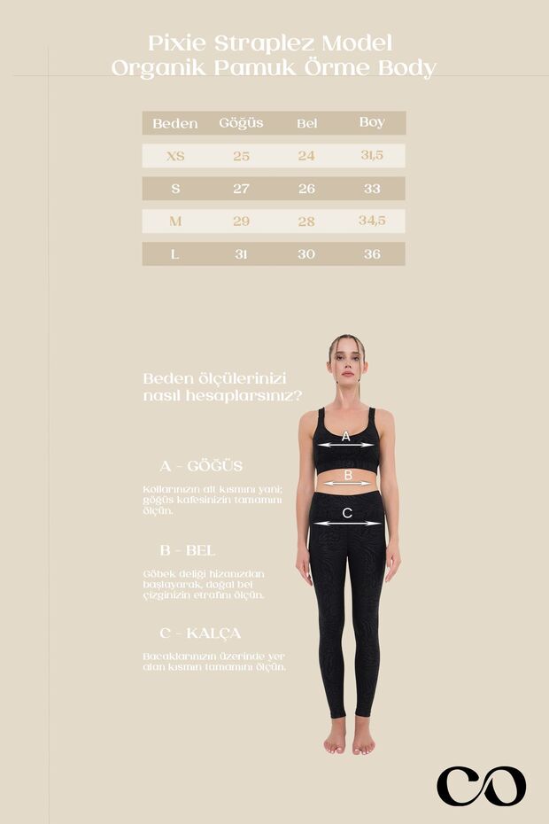 Pixie Krem Straplez Model Organik Pamuk Örme Body - 7