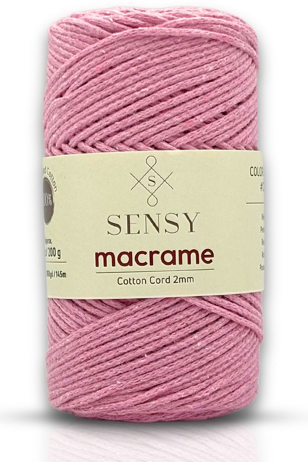 Premium Koton Pamuk Makrome İpi Pembe 2mm Cotton Zincir Makrome Çanta İpi Supla İpi Koton İp - 1