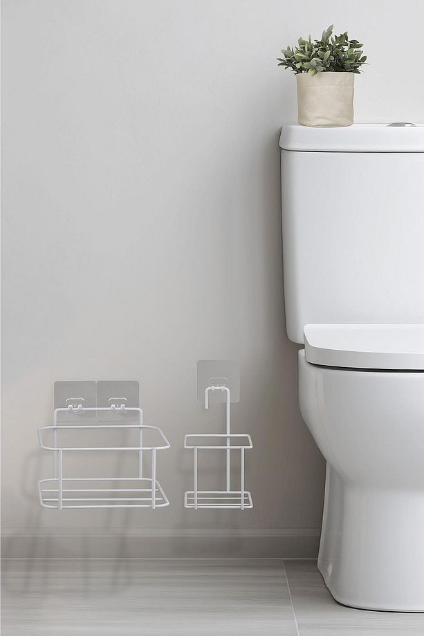 Beyaz Eko Magic Askılı Kare Mina 2'li Wc Kova ve Fırça Seti - 4
