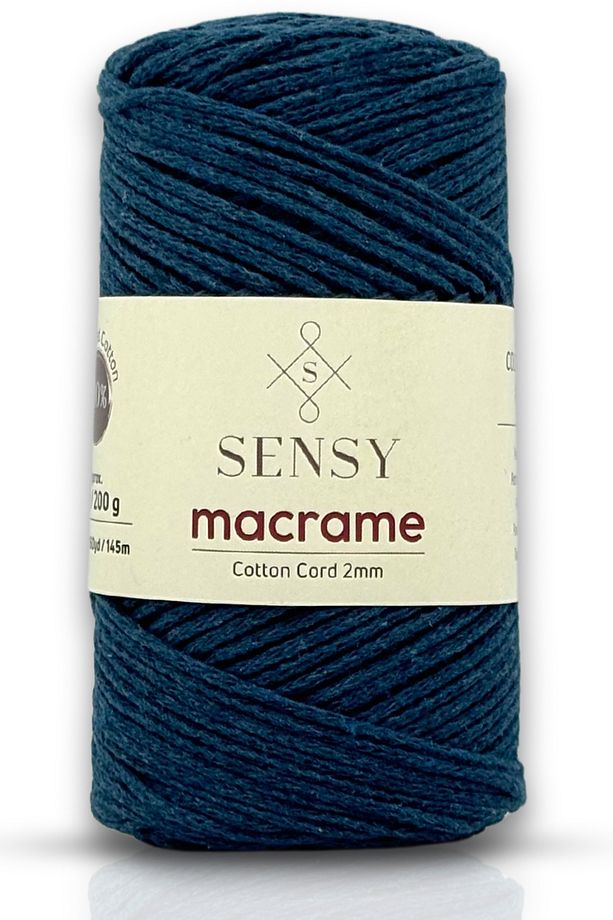 Premium Koton Pamuk Makrome İpi 2mm Cotton Zincir Makrome Çanta İpi Supla İpi Koton İp Petrol Mavisi - 1