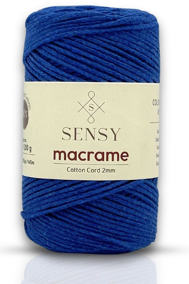 Premium Koton Pamuk Makrome İpi 2mm Cotton Zincir Makrome Çanta İpi Supla İpi Koton İp Saks Mavisi - 1