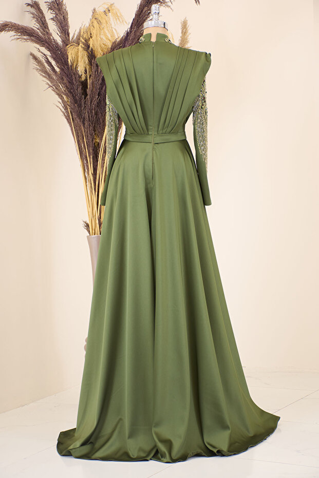 Вишита бісером вечірня сукня Міранда з драпірованим хвостом - 3