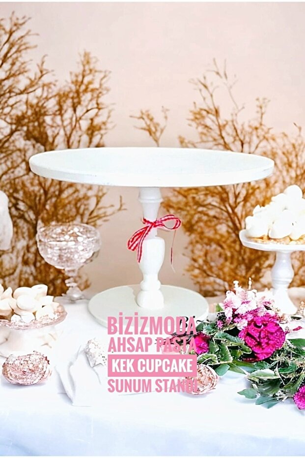 Pastry Cake Stand Wooden White Presentation Stand Hidden Installation Without Screws