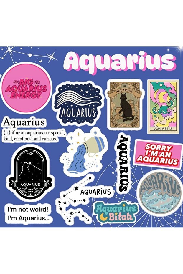 Aquarius - Aquarius Sign Sticker Set | Laptop Notebook Phone Sticker