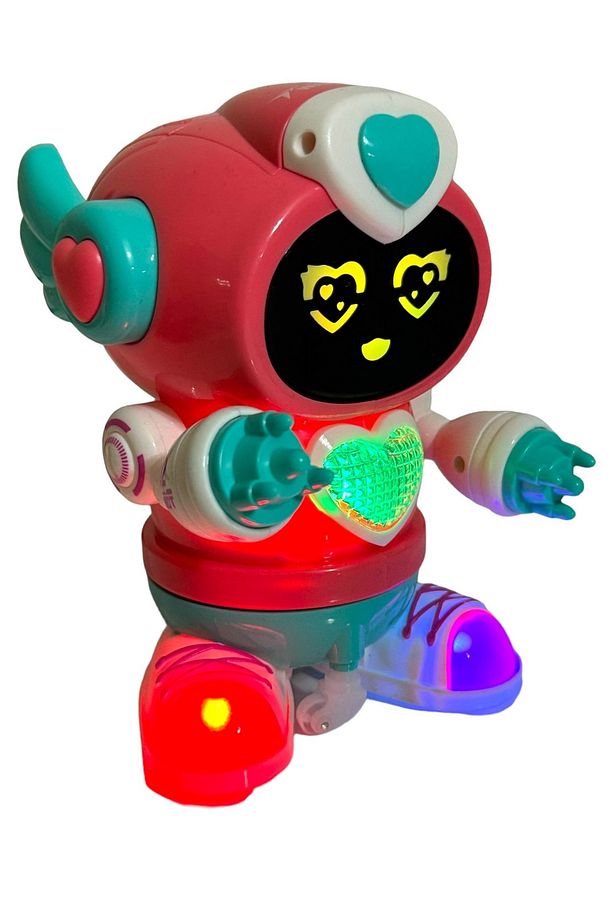 Robot Çarp Dön Sesli Işıklı 5 fonksiyonlu 15cm Pembe Renk DANCEROBOT - 5